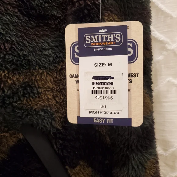 Smith's Workwear, Men's M, camouflage sherpa zip up vest - Picture 4 of 7